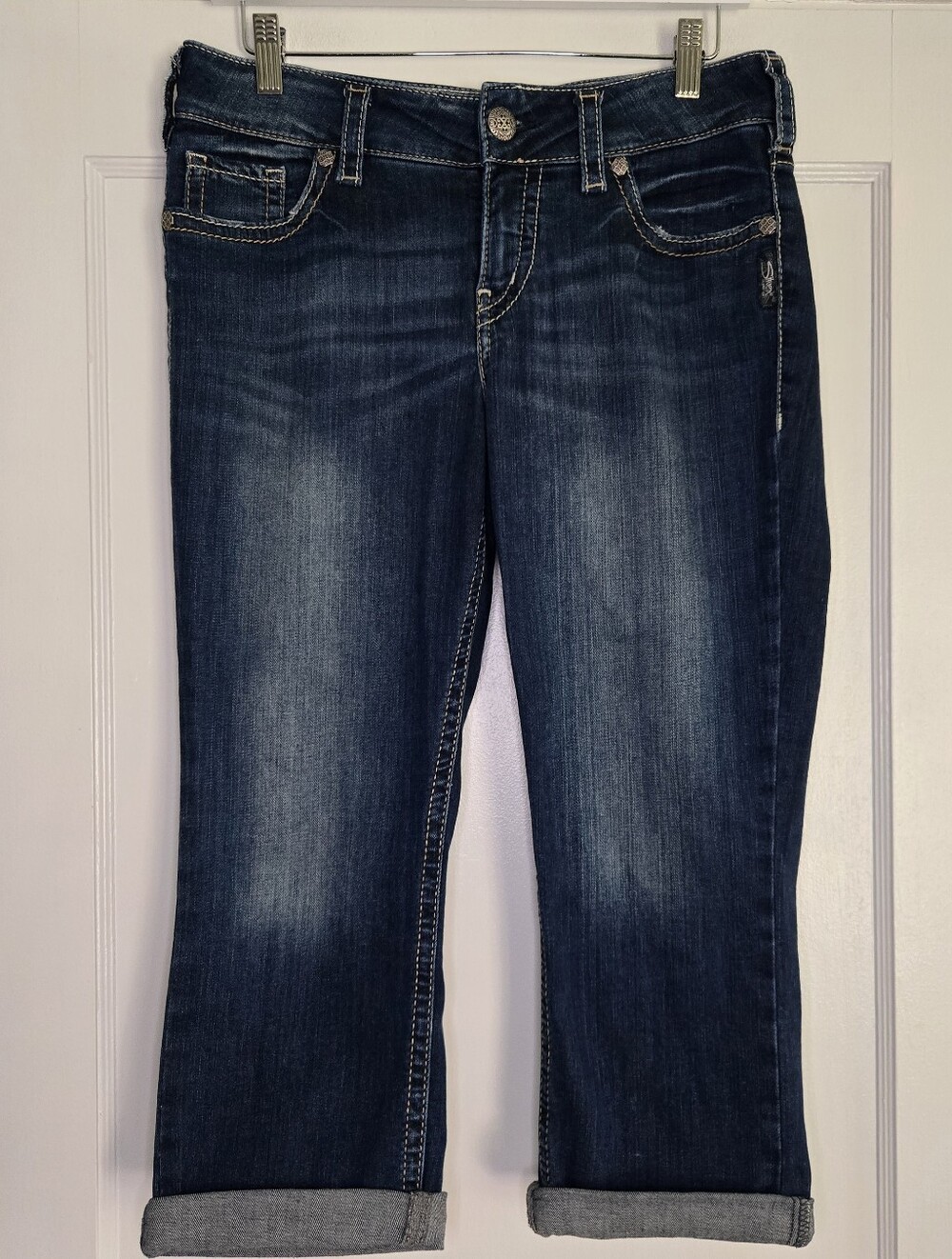 Silver Jeans Co. Suki Dark Blue Cropped Capri Jeans Y2K Women's W31/L22.5